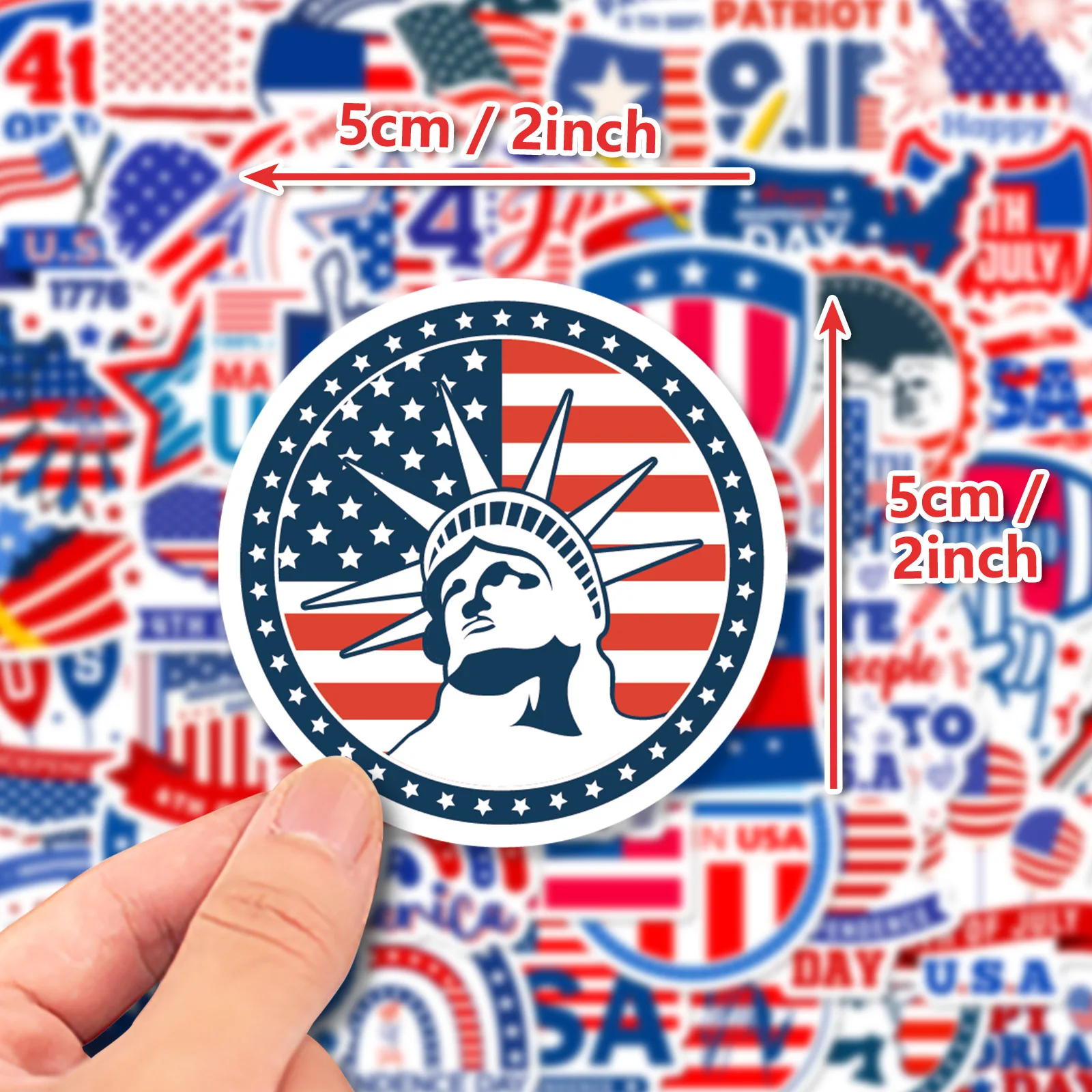 50Pcs Cartoon American Independence Day Series Graffiti Stickers Suitable for Laptop Helmets Desktop Decoration DIY Stickers