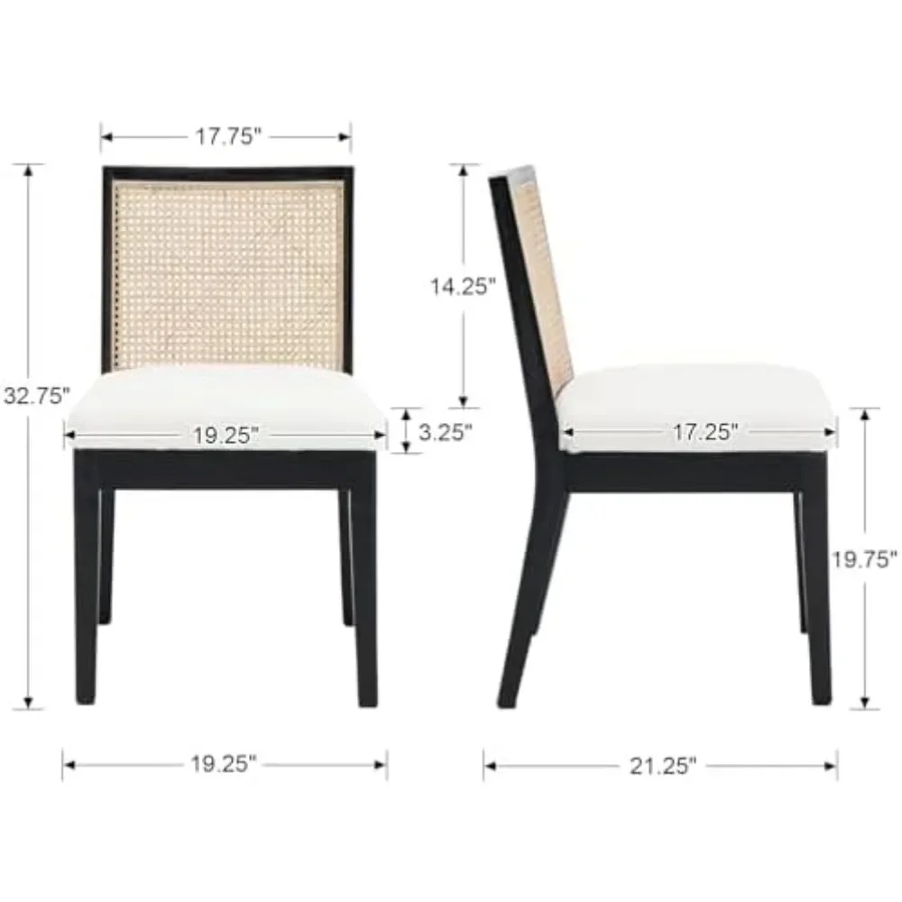 مجموعة من 4 كراسي لتناول الطعام في المزرعة من الروطان مع ظهر قصب وتنجيد شيربا لتناول الطعام الجانبي المريح