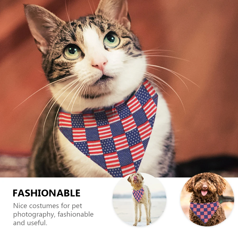 

2 Pcs Pet Headband Set Independence Day Costumes for Pets Triangle Scarf Practical Dress up Supplies