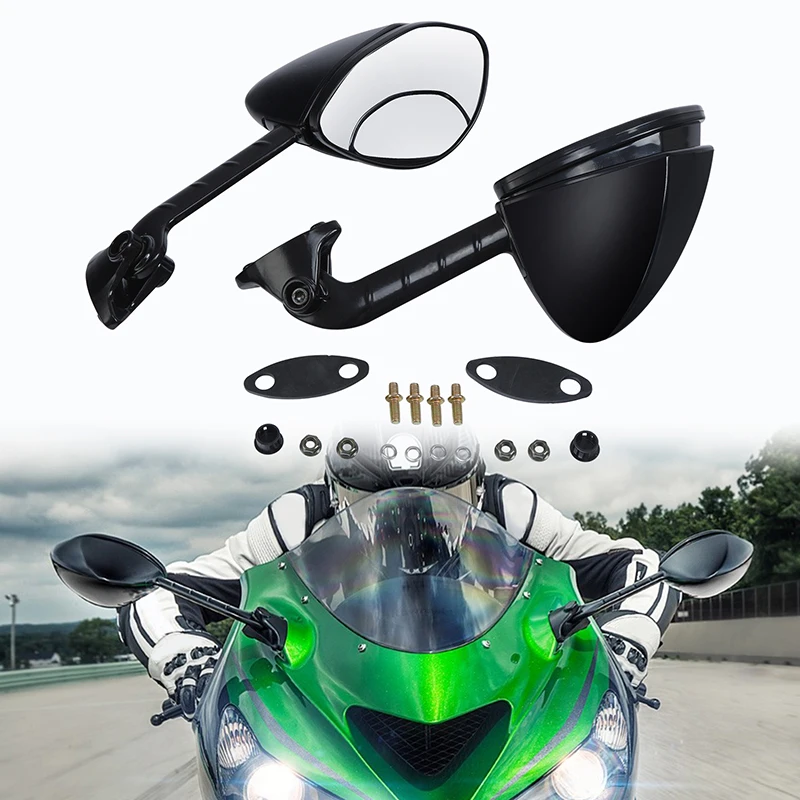 

Motorcycle Black Rearview Mirrors For Kawasaki ZZR1400 2006-2023 Ninja ZX-14 2006-2011 Ninja ZX-14R 2012-2023