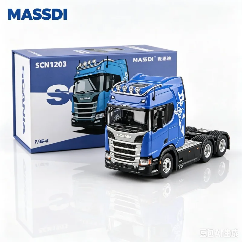 MASSDI 1:64 Scania R500 R650 Truck Trailer Head Alloy Casting Model, small proportion ornaments Creative holiday gifts for boys.