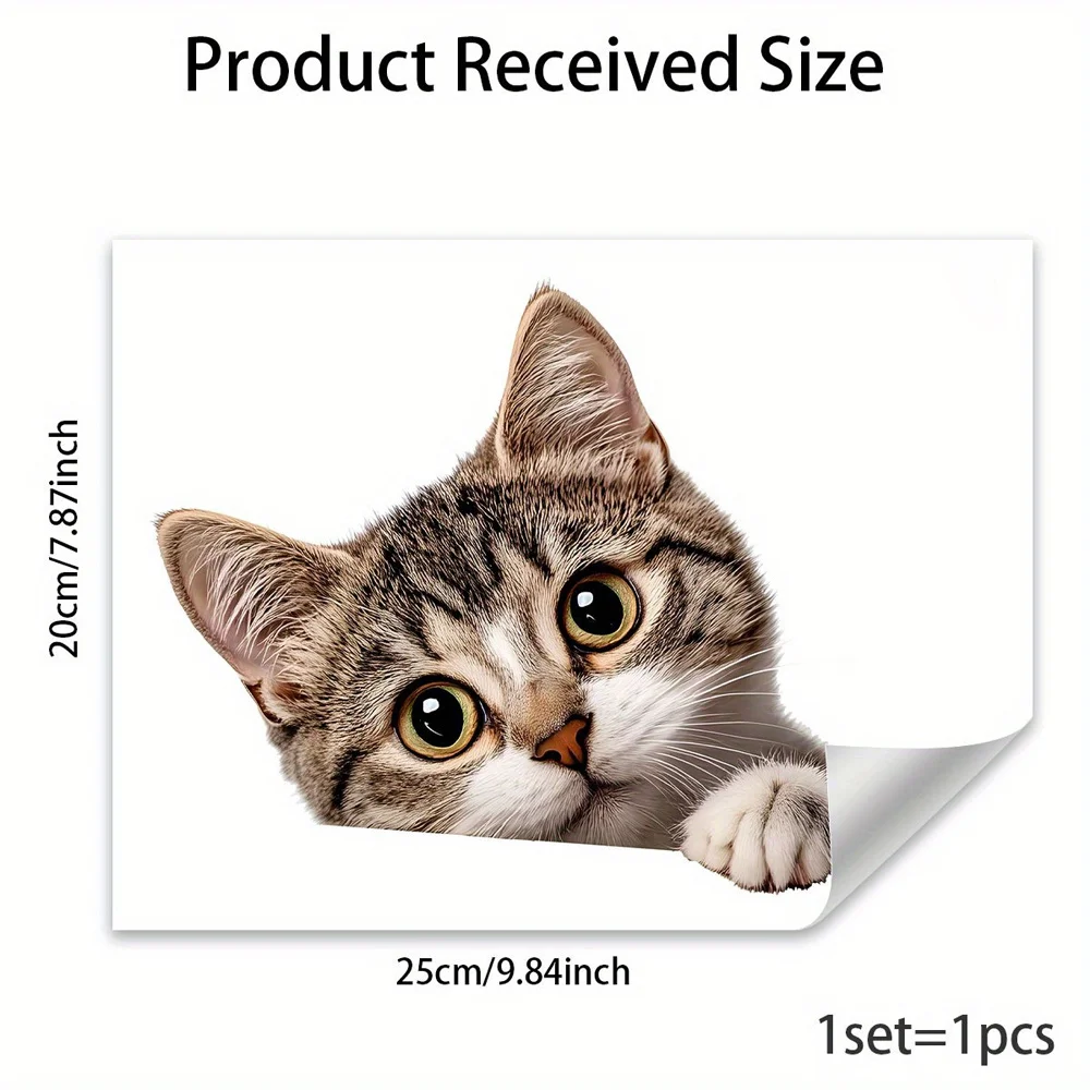 Funny Cat Peeking Window Wall Sticker Bathroom Toilet Decor Living Room Cabinet Refrigerator Home Decoration Decal Stickers - view 3