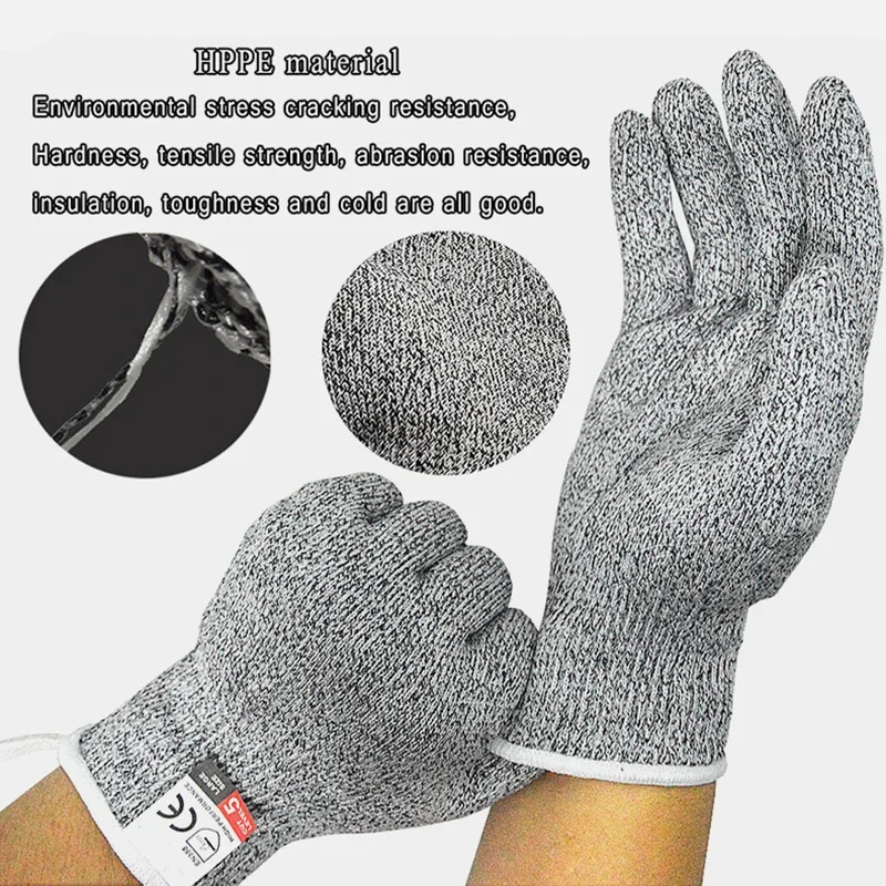 1Pair Anti-cut Gloves Kitchen Butcher Cut-Resistant Protective Wearable Anti-glass Scratches Wire Anti-Cutting Safety Glove