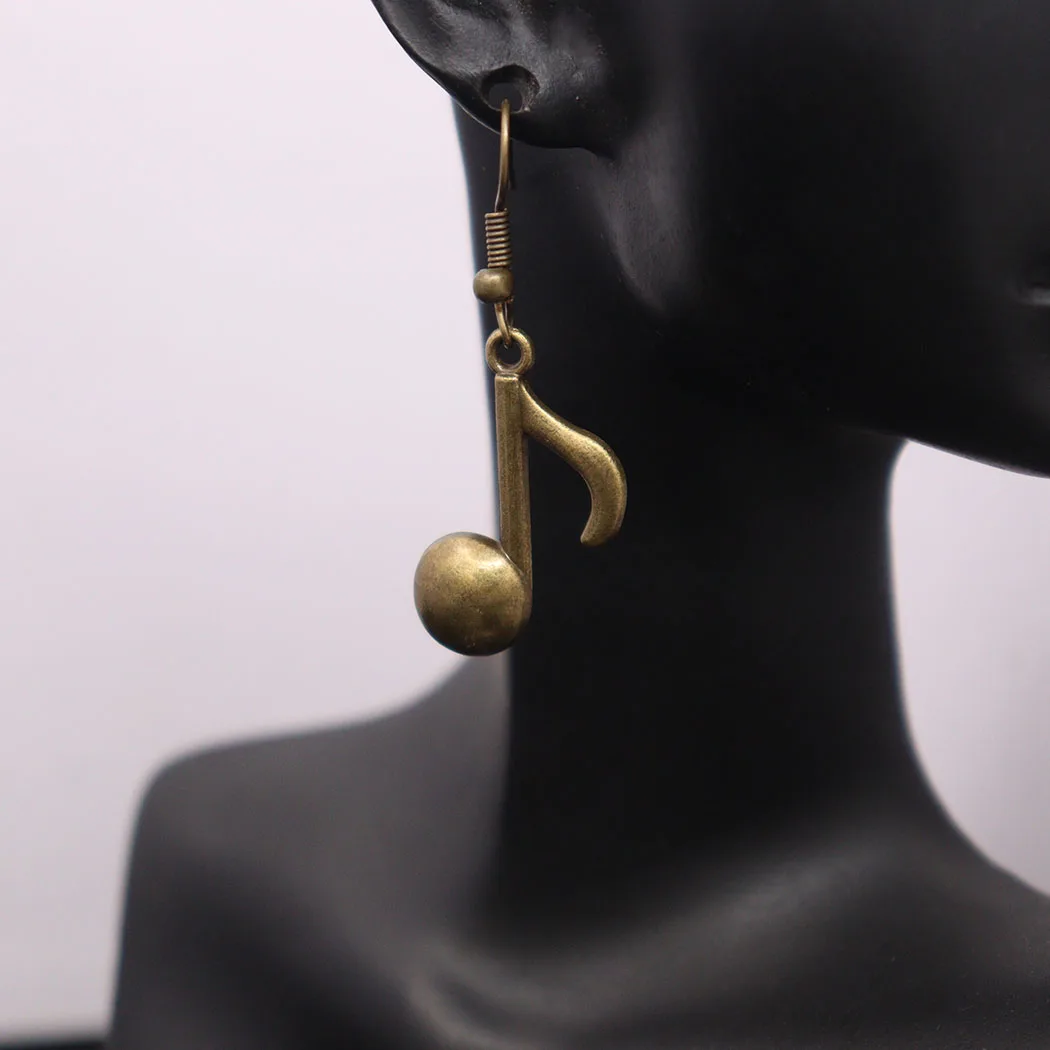 New Ancient Bronze Alloy Note Earrings for Women Versatile Personality Dangle Earrings Guitar Instrument Series Ear Accessories