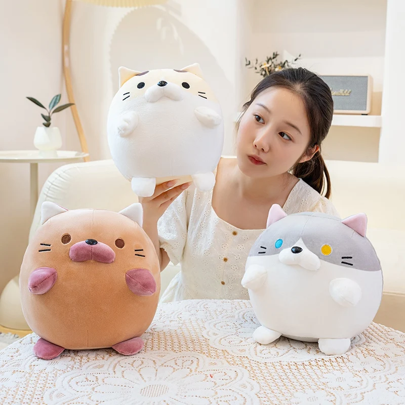 

18CM Cute Round Fat Calico Cat Plush Toys Soft Stuffed Xartoon Animal Doll Soft Pillow Toys Kawaii Gifts