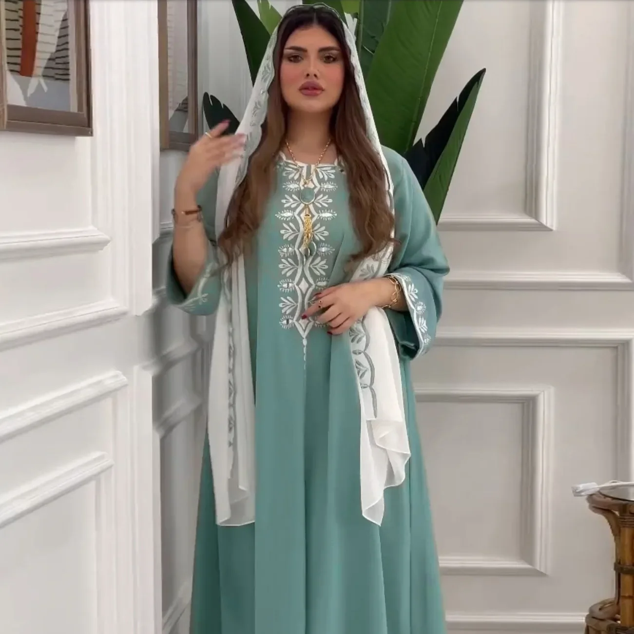 

Eid Muslim Abaya for Women Party Dresses Jalabiya Embroidery Ramadan Morocco Dubai Abayas Kaftan Islam Vestidos Arab Long Robe