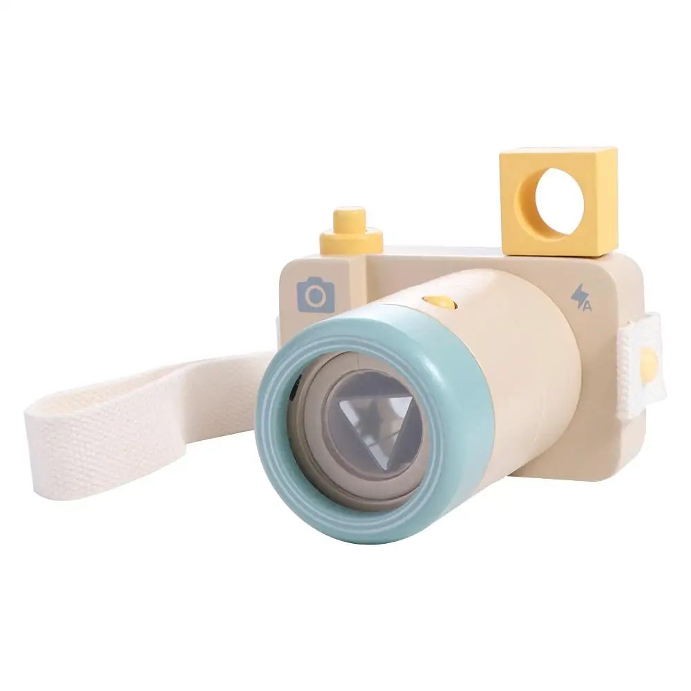 Multi-Prisms Wooden Camera Different Colored Lenses Carried Around Photographed Props Portable Neck Hanging Cognitive Toys