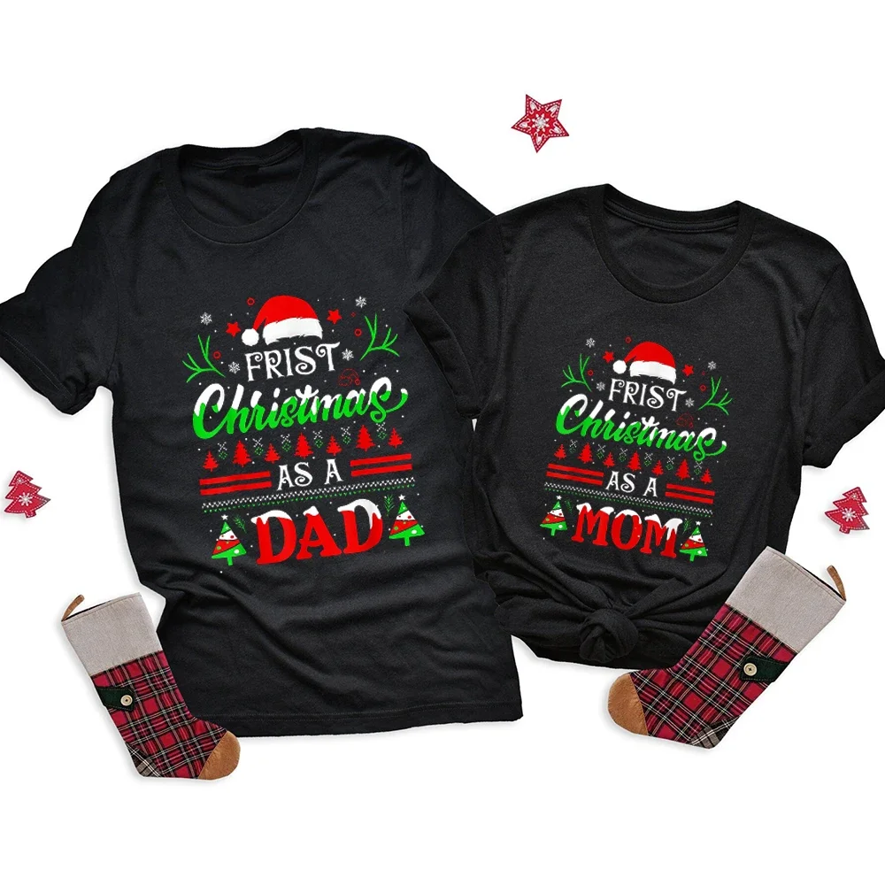 First Christmas Family Shirts Cloth First Christmas As Dad/ Mom Baby 1st Xmas Family Look Holiday Match Tshirts  Xmas Gift