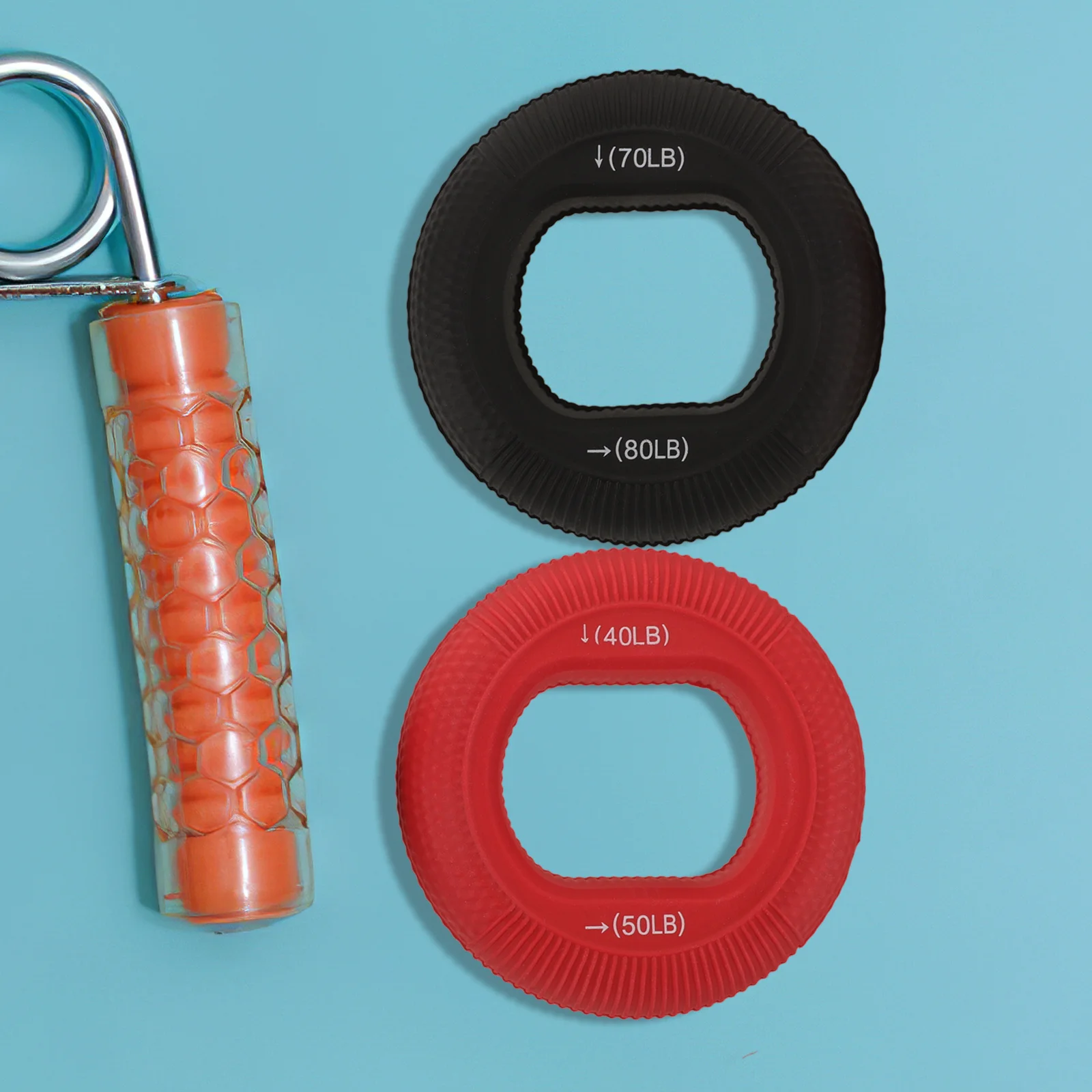 

2Pcs Hand Grip Strengthener Silicone Adjustable Finger Trainer Rings for Forearm Rehabilitation Grip Strength Enhancement
