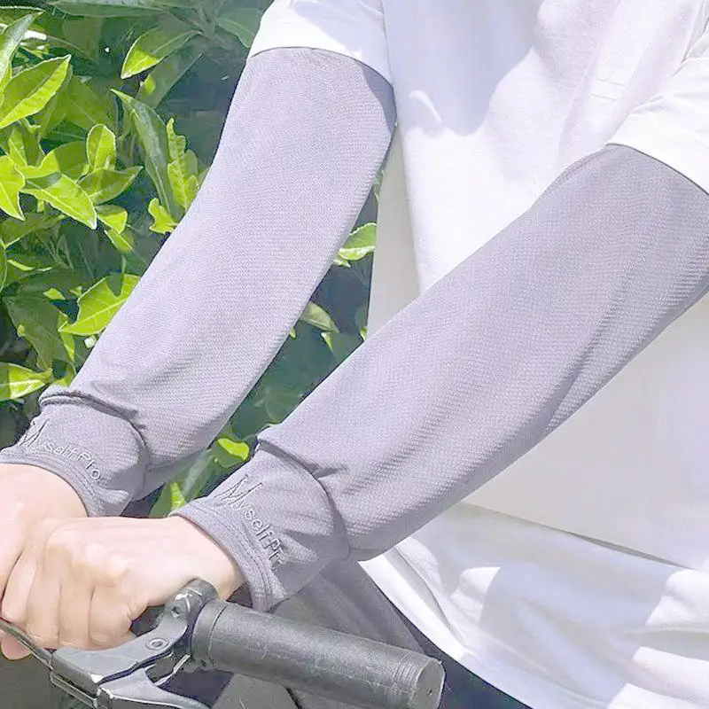 Guanti lunghi da uomo con mezze dita, maniche da braccio, lettera M, protezione solare UV, copertura per braccio freddo ghiacciato per ciclismo, pesca, arrampicata sportiva