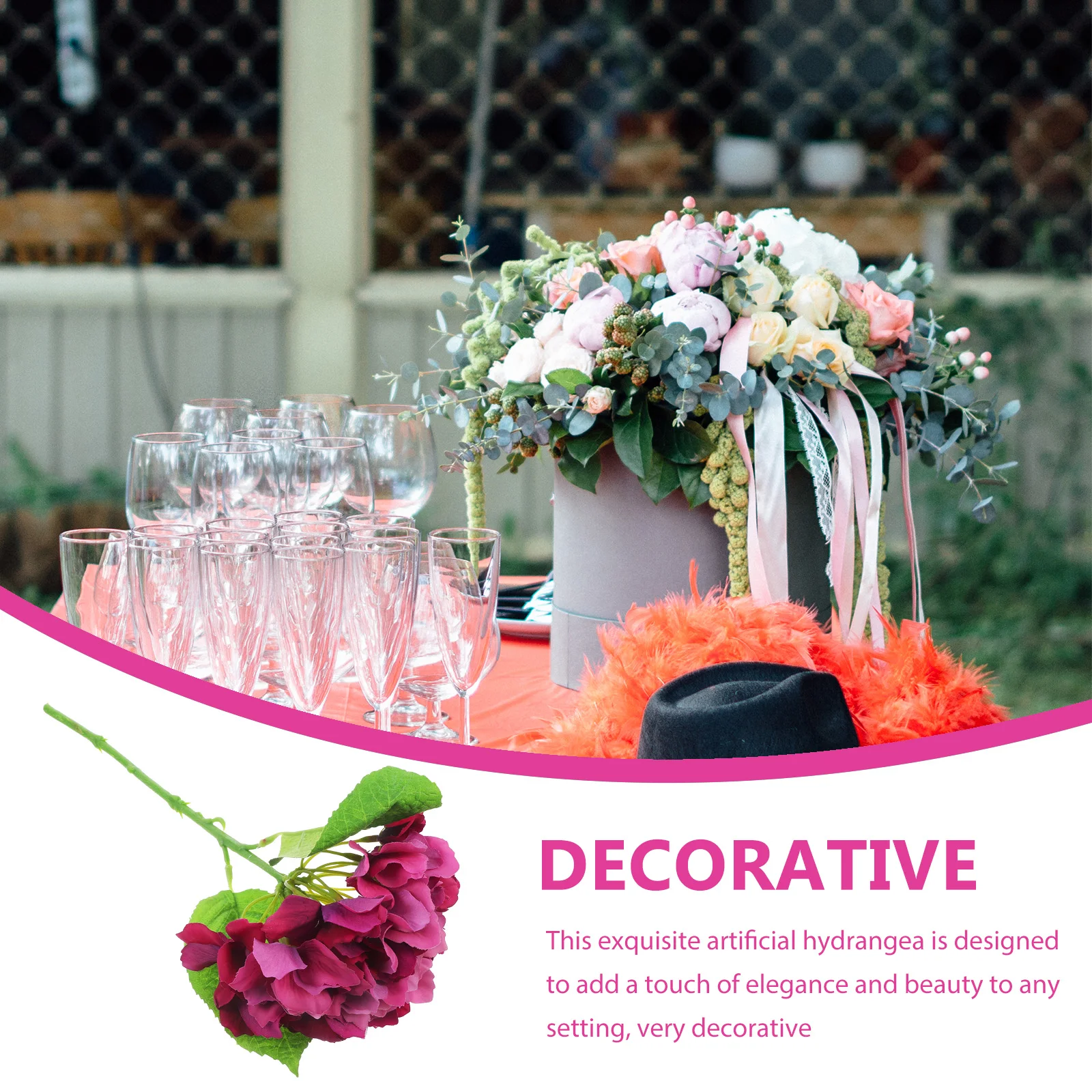 

Artificial Hydrangea Flowers Wedding Home Decor Party Faux Flower Background Props Bridal Bouquet for Women