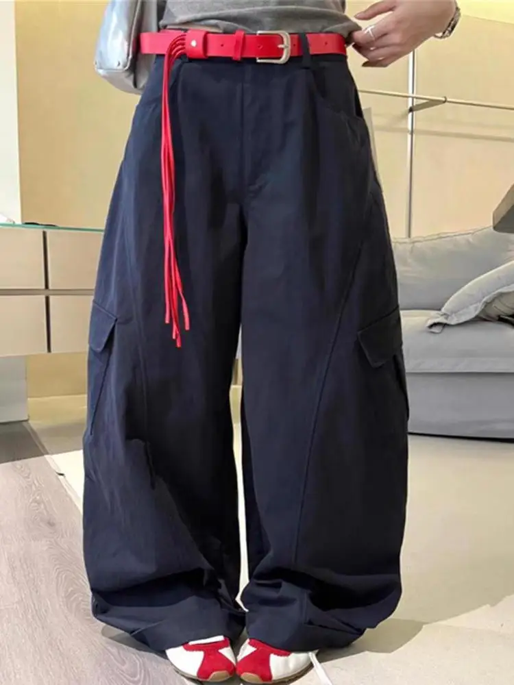 Dongda Gate Vroege Herfst 2025 Faion Flip Cuff Broek Grote maat Casual Werkbroek Dames Hoge Taille Knoop Katoen Los...