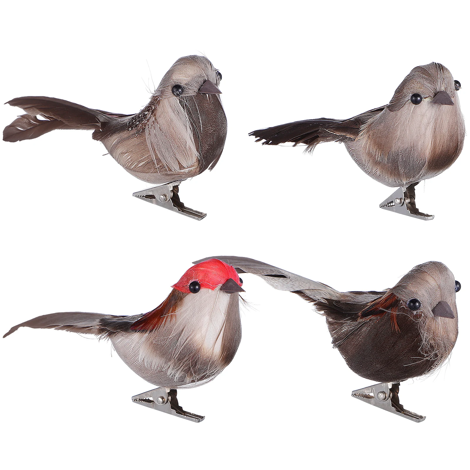 

4 Pcs Artificial Birds Decoration Feathered Bird Ornaments for Home Garden Party Christmas Tree Bonsai Table Decor Gifts