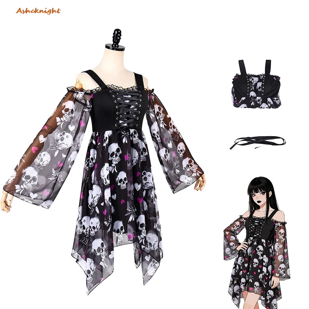 

Halloween Cosplay Gothic Skeleton Dress Belt Cloth Women Party Disguise Roleplay Female Outfits Suit Halloween Costume Carnival