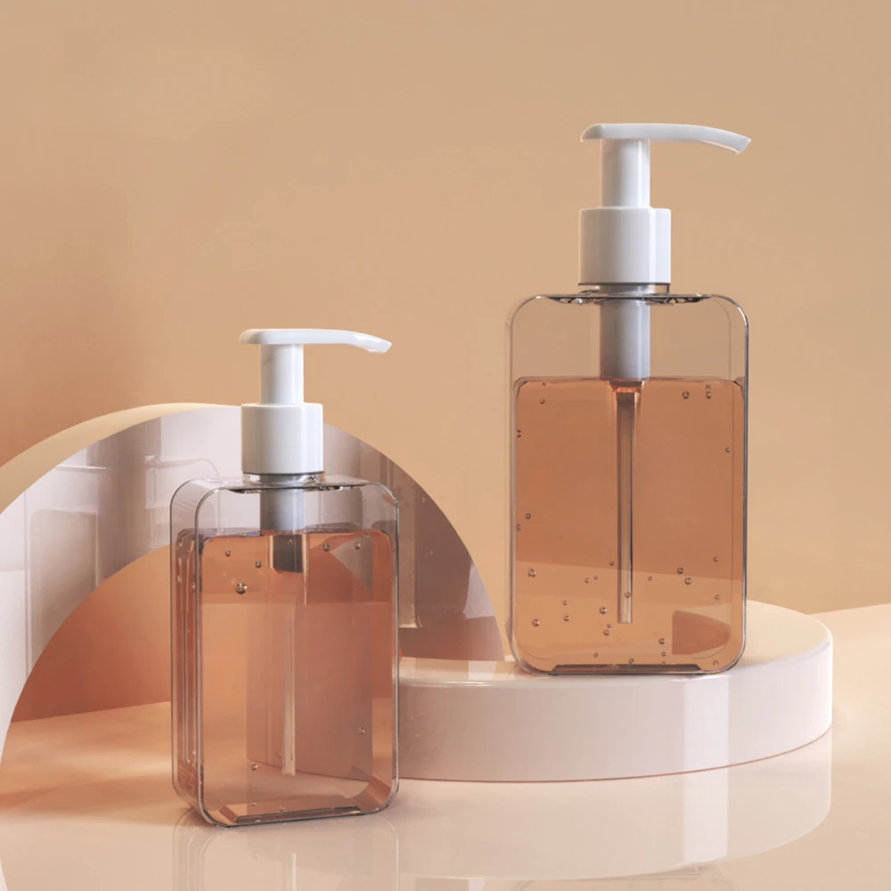 1pc Transparent Square Soap Dispenser, Countertop Lotion Bottle With Pump, Bathroom Lotion Liquid Soap Dispenser, Refillable Emp