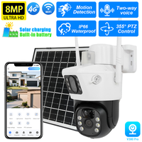 8MP 4K IP Camera Outdoor Solar PTZ Security Camera Wireless Waterproof Dual Lens Night Vision CCTV Cameras Surveillance