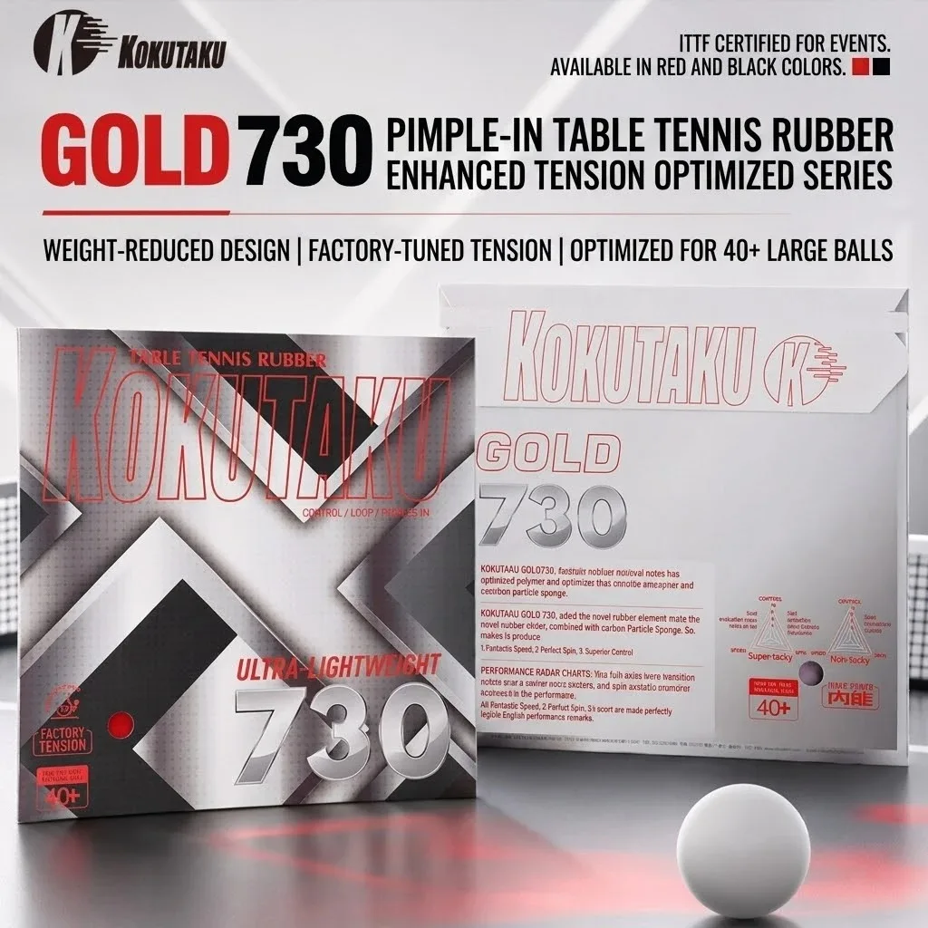 Kokutaku Table Tennis Racket Rubber Gold 730 Lightweight Internal Energy Sponge Table Tennis Rubber Reverse Rubber Cover