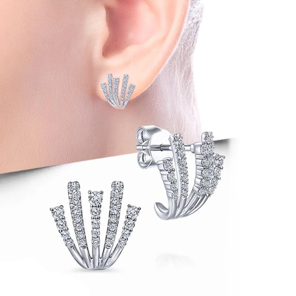 Huitan Hot Claw Ohr stecker hochwertige Silber Farbe Luxus Mode Frauen Ohr Accessoires Geburtstags geschenk Drop Shipping Schmuck