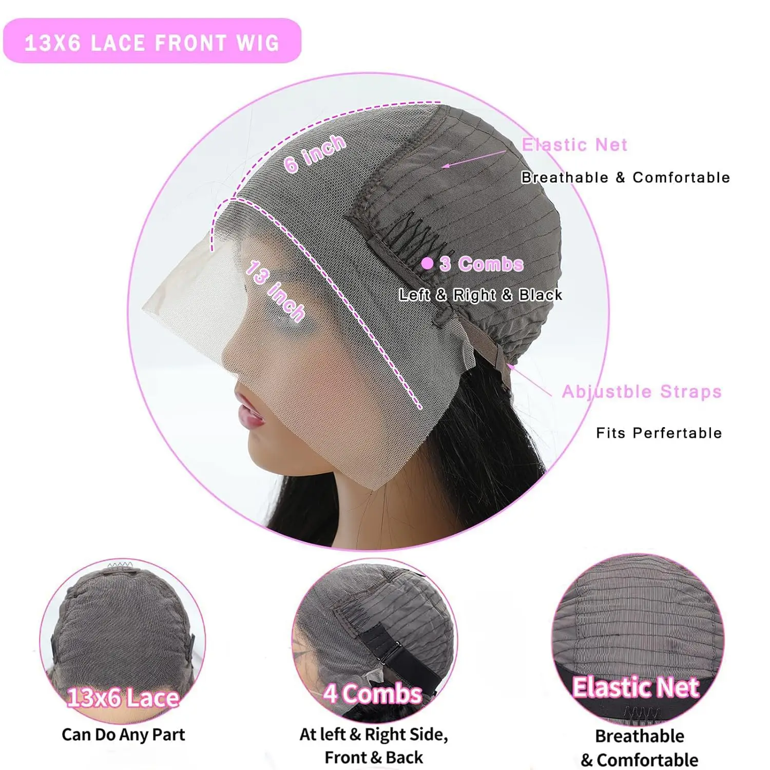 شعر مستعار بشري مموج 100% جودة شعر بشري 13X6 5x5 13x4 Hd شعر مستعار أمامي من الدانتيل 200 كثافة دانتيل برازيلي أصلي 26 بوصة #4