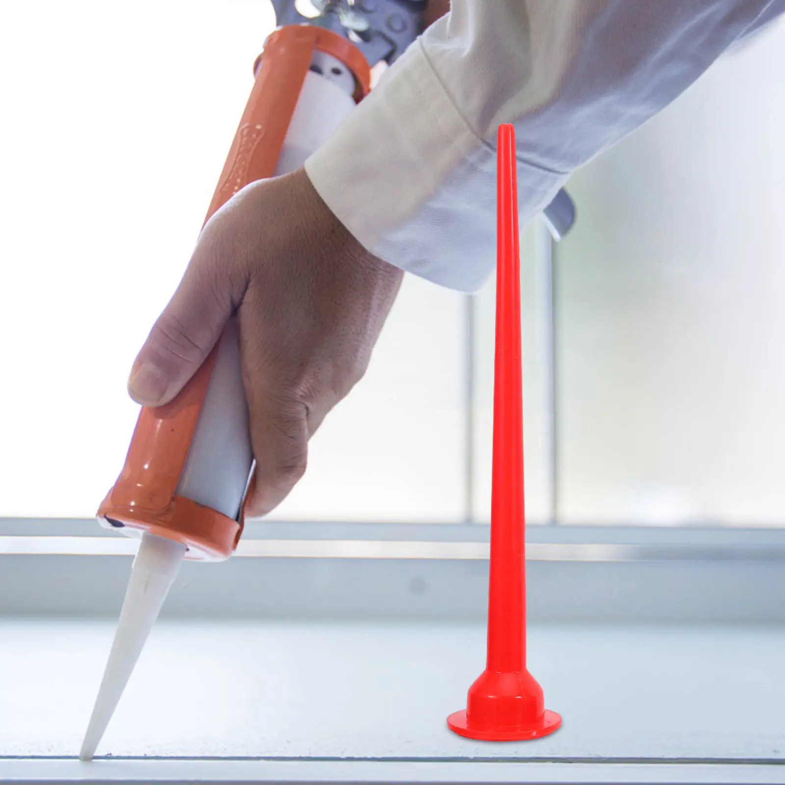 2Pcs Long Sausage Nozzle Applicator Extended Reach Caulk Gun Nozzle for Deep Narrow Seams Silicone Adhesive Glass Glue Seamless - view 2