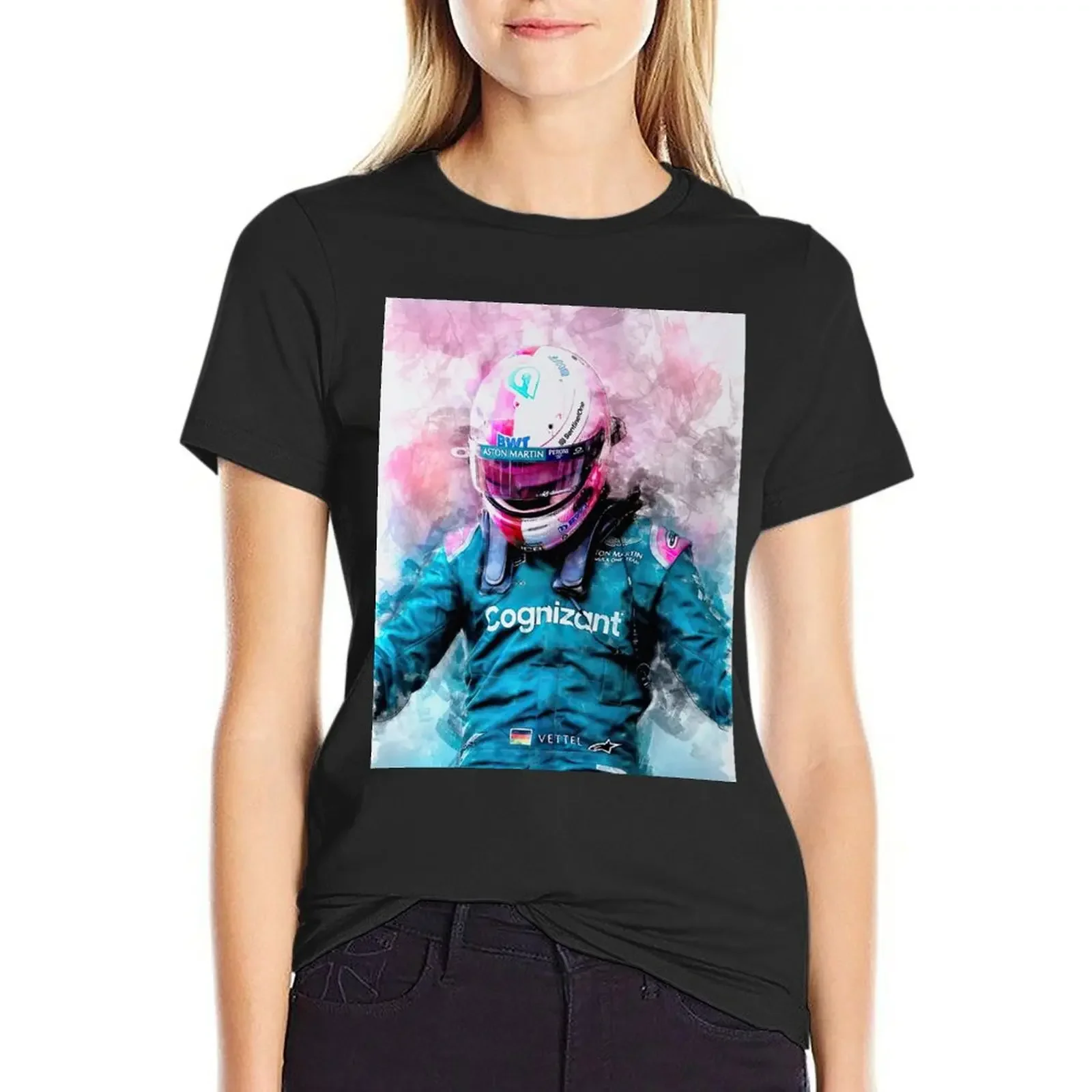 

Sebastian Vettel Watercolor T-Shirt korean fashion tees plus sizes t-shirts for Women graphic tees