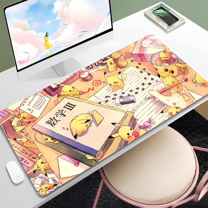 XXL 핫 애니메이션 피카츄 마우스패드 귀여운 사무실 고무 책상 매트 귀여운 키보드 액세서리 미끄럼 방지 마우스 패드 맞춤형 게이머 카펫