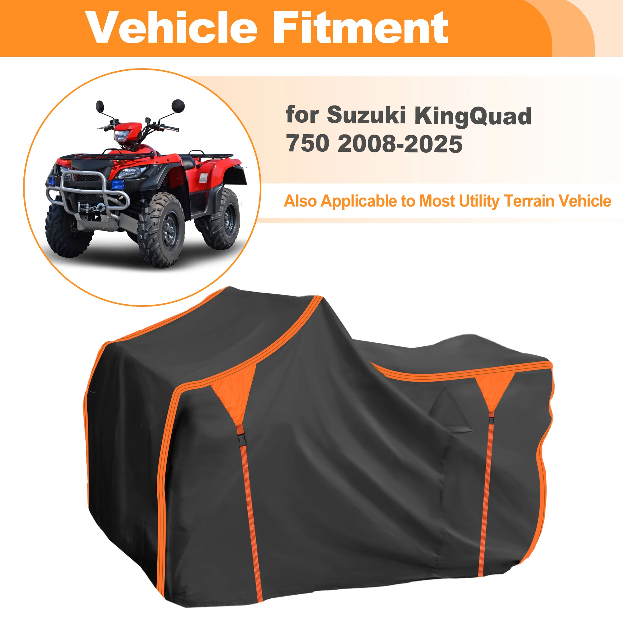 

Водонепроницаемый ветрозащитный чехол UXCELL из оксфордской ткани для квадроциклов, чехол для 4-колесных транспортных средств Suzuki KingQuad 750