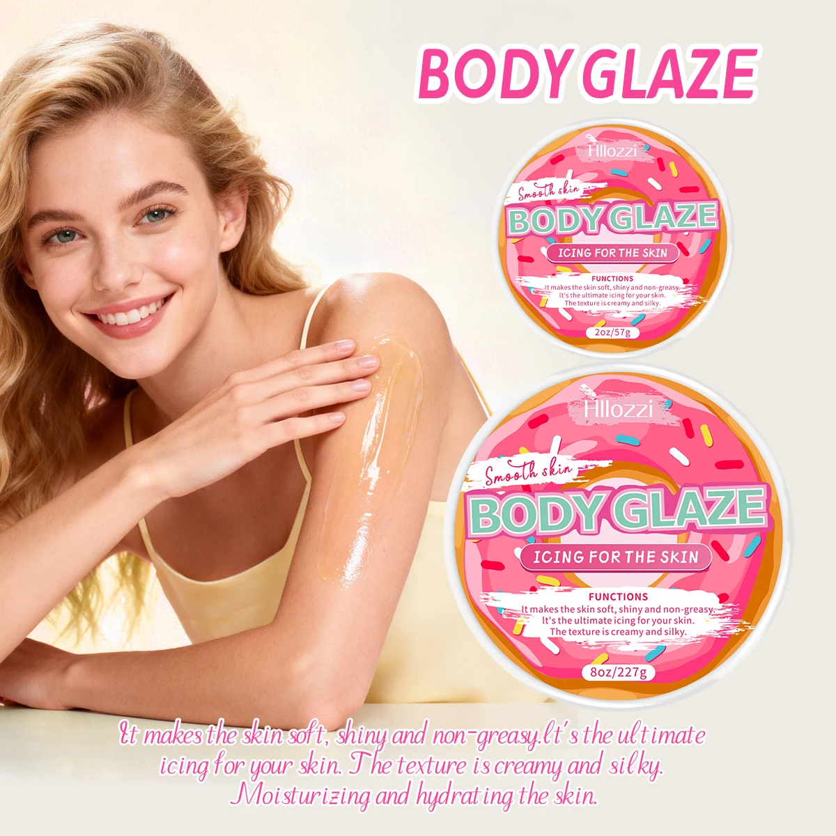 8oz 2oz Body Glaze Donut Moisturizes, Protects, and Repairs the Skin Make the Skin Appear Lighter, Brighter, or More Radiant