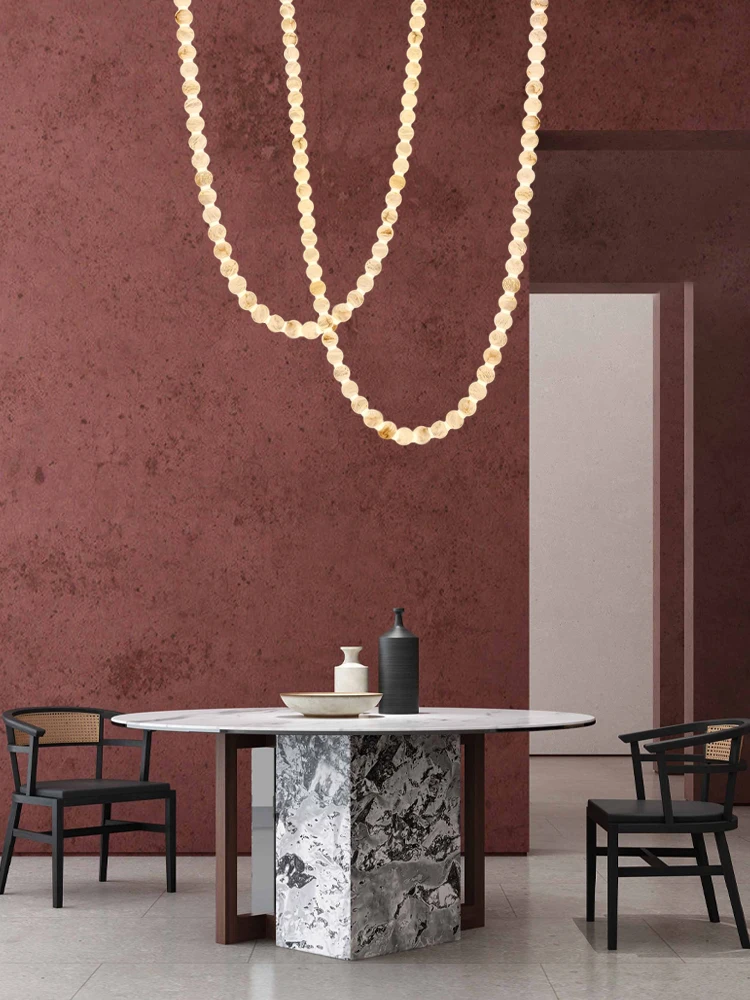 

Art Deco 6cm Marble High Ceiling Staircase Chandelier Lights Lustre Alabaster Suspension Luminaire Lampen For Foyer Dinning Room