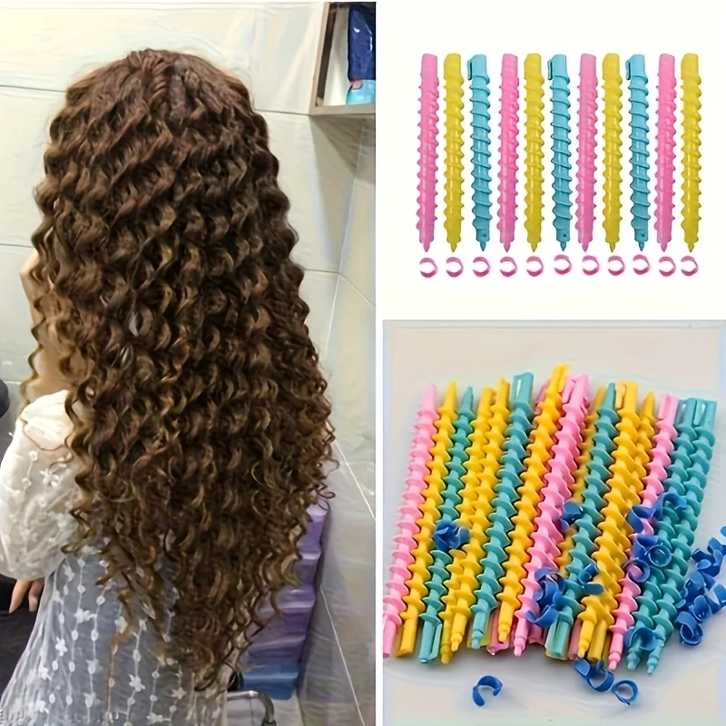 25 Stück Spiral-Lockenwickler für Zuhause und Salon, zufällige Farbe. Fester Halt, schnell für stilvolle Wellenlocken.