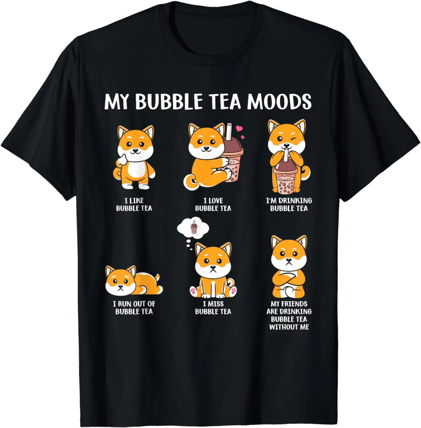 My Bubble Tea Moods Kawaii Neko Cute Fox Bubble Boba Tea Tee T-Shirt  Women Clothes Tops  Kawaii T Shirt Ropa Mujer