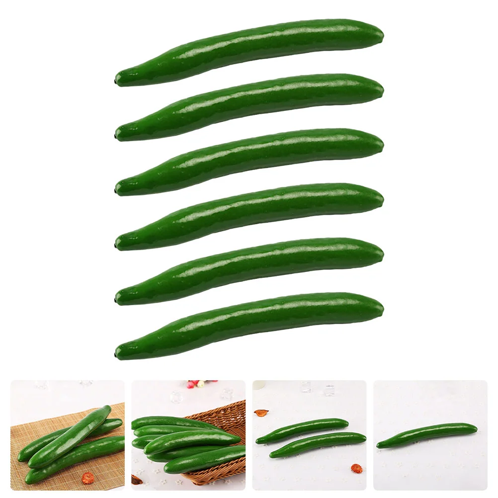 6 Pcs Simulation Cucumber Model Adorable Prop Models Fake Emulation Showcase Decoration Layout Props Kitchen