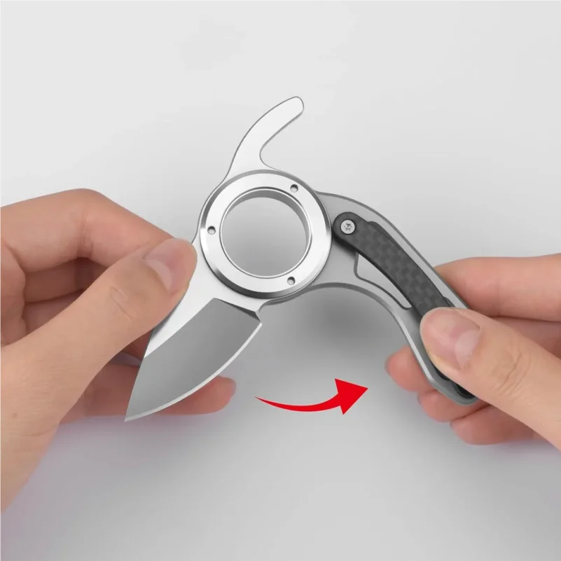 EDC Mini Folding Ring Knife, Thin Pocket Knife, Pocket Knife, Fruit Knife, Outdoor Cutting Knife