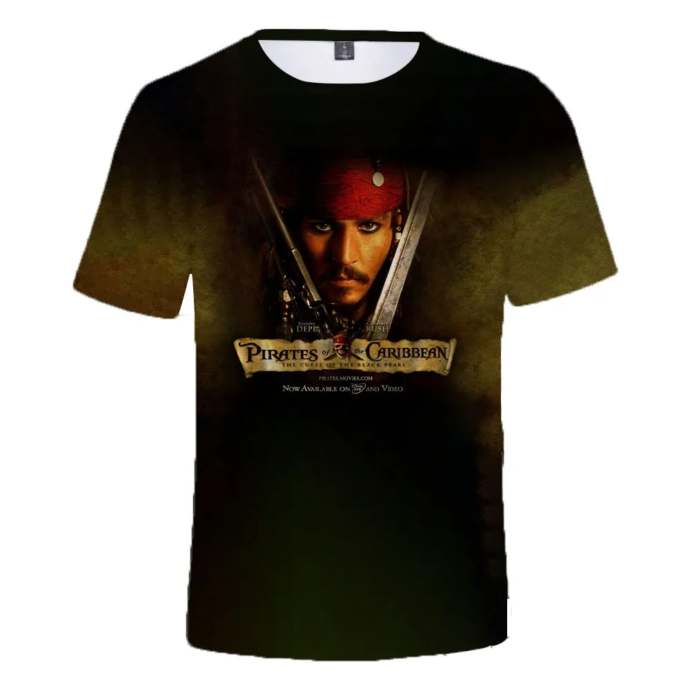2024 Disney Pirate of Caribbean 3d Print T Shirt Men T-shirt Jack Sparrow Tshirt Children Unisex Tshirt Casual Top Pirates