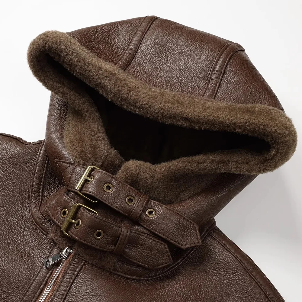 CIVICERA American Retro Biker Jaet Women's Autumn Winter Faion Fce Lined Thiened Hooded Leather Coat