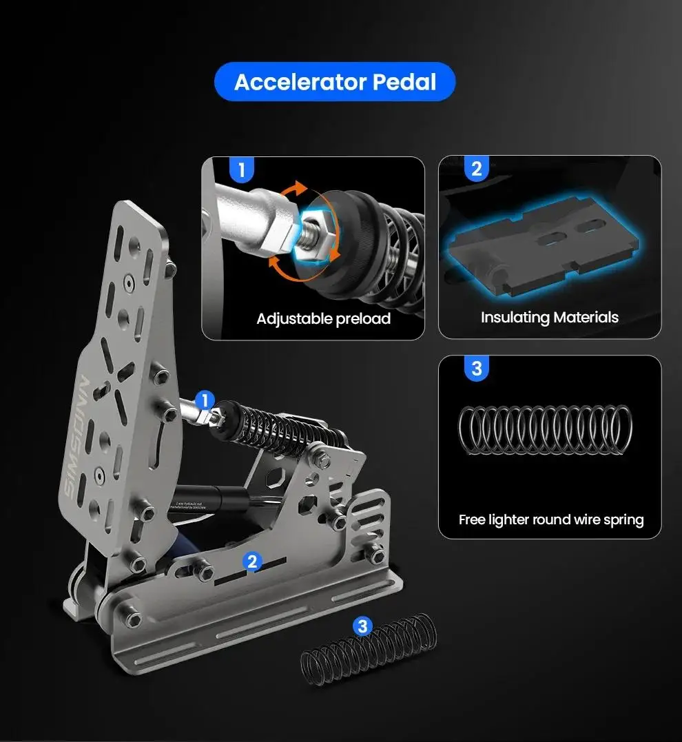Simplayer SIMSONN Black Stainless Steel Base Plate for Plus X Hydraulic Racing Simulation Pedal - Image 3