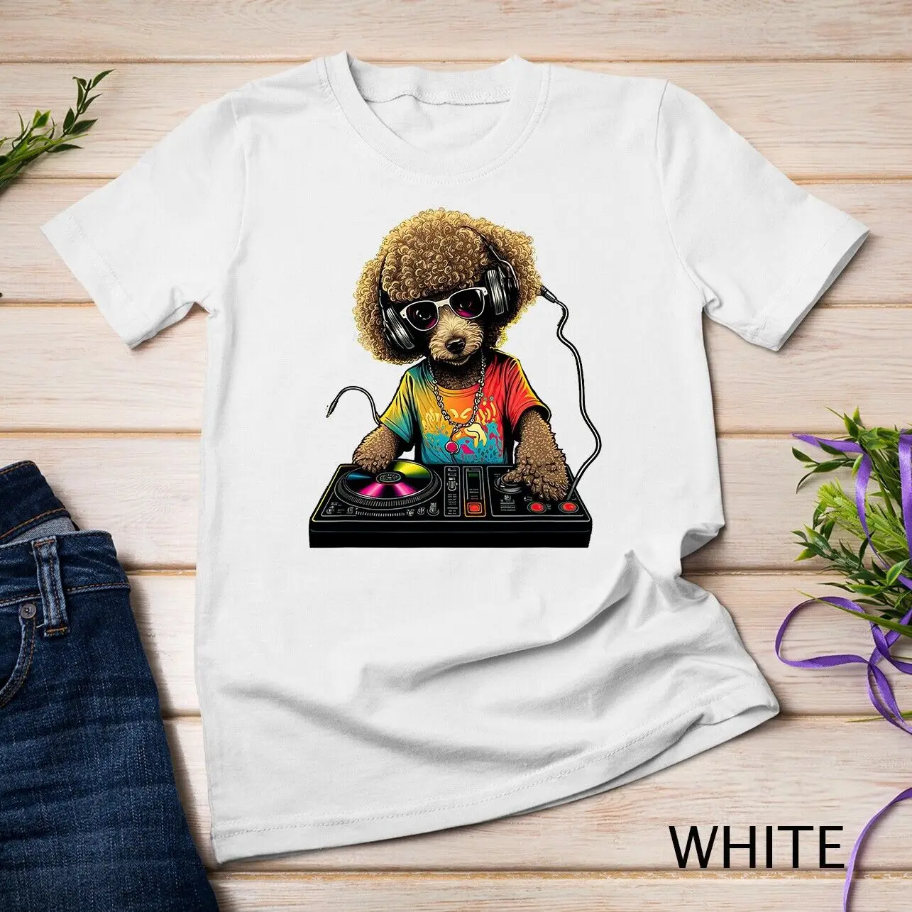 

Funny Poodle Dog Miniature Toy DJ Electronic T shirt