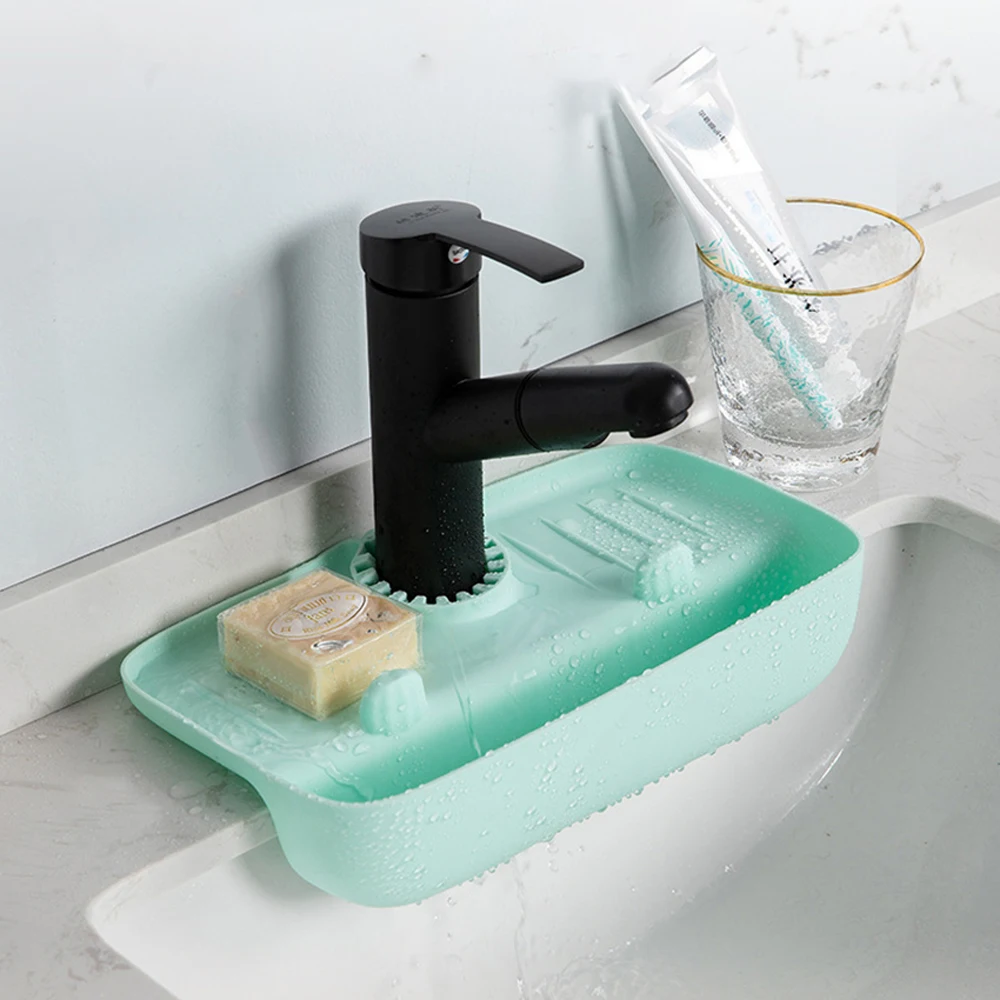 Silicon Sink Sponge Rag Drainer Rack Anti-splash Sink Dish Gadget Holder Storage Stand Bathroom Soap Organizer Shelf Drying Rack