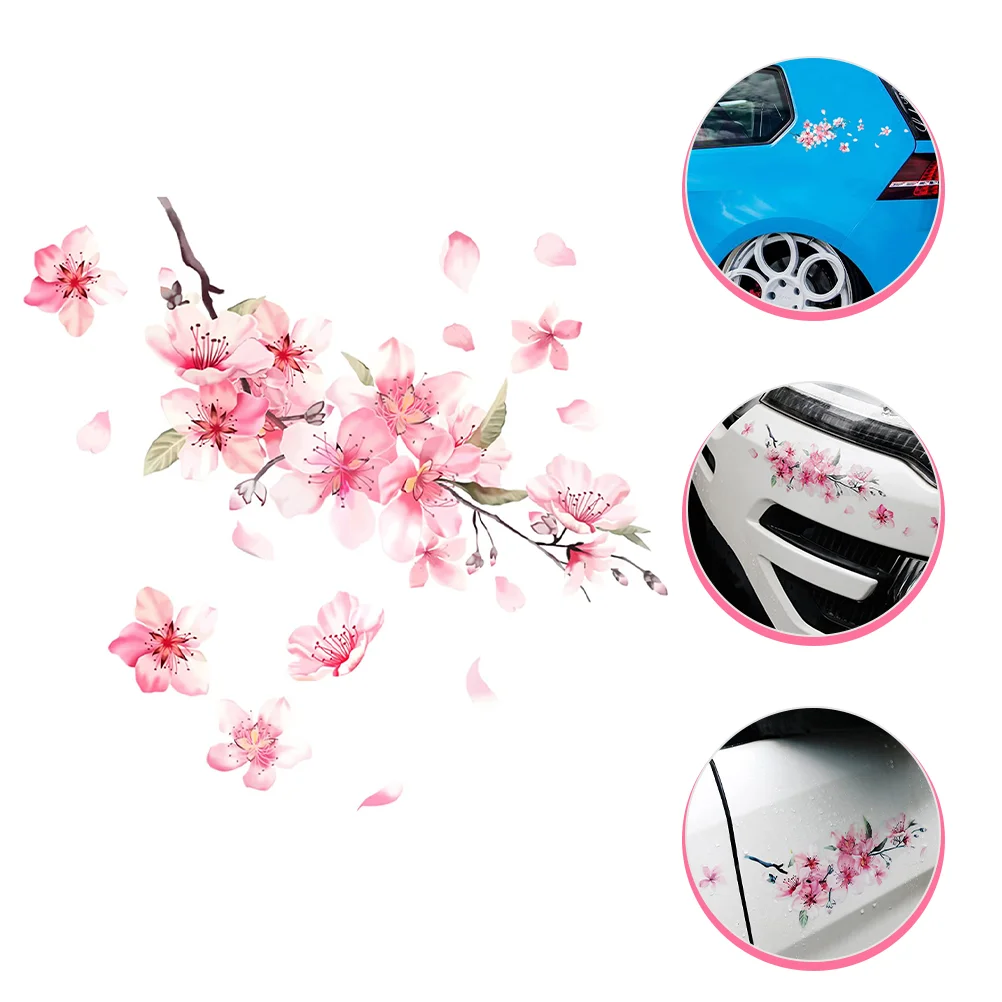 

Cherry Blossom Car Sticker Window Decals Blossoms Stickers Auto Exterior Decor for Women Paper Bumpers Miss Pink