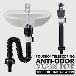 Universal Sink Drain Pipe Set Retractable Deodorant Sewer Drainage Water Hose Wash Basin Drainer Bathroom Kitchen Accessories