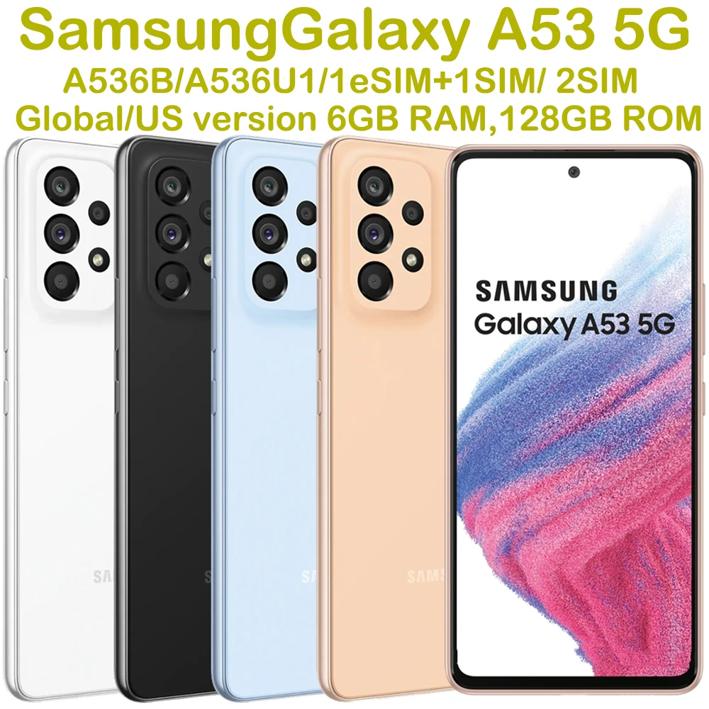 Refurbished Samsung Galaxy A53 5G Smart Android Phone 6.5-inch US Edition Four Camera Samsung Phone 64MP NFC 5000mAh 25W Unlock