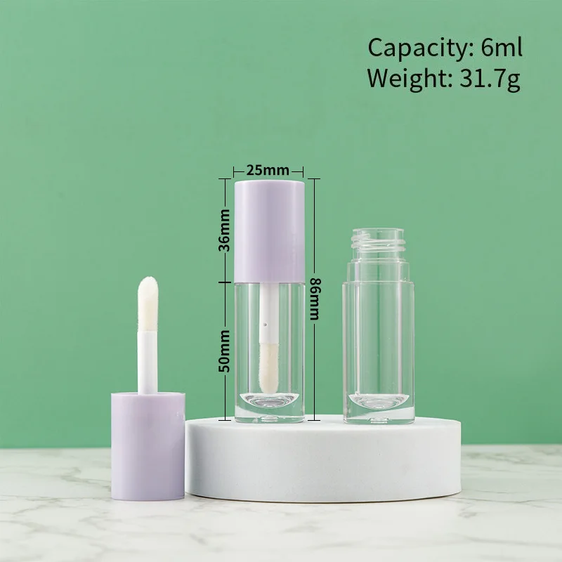 6 مللي أنبوب ملمع الشفاه فارغة المحمولة زجاجة ملمع الشفاه الصغيرة واضح أنابيب طلاء الشفاه عينة صغيرة مستديرة حاوية تعبئة مستحضرات التجميل