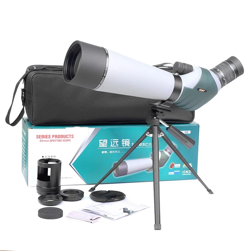 Monocular Binoculars High Magnification HD 80mm Large Diameter Double Tune Target Viewing Scope 20-60x80 Birdwatching Scope