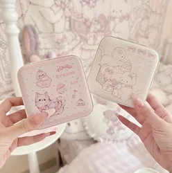 Cartoon Storage Box Ring Earrings Organization Small Fine Grid Pattern Palm Zipper Bag Large Flap Leather Cute Box