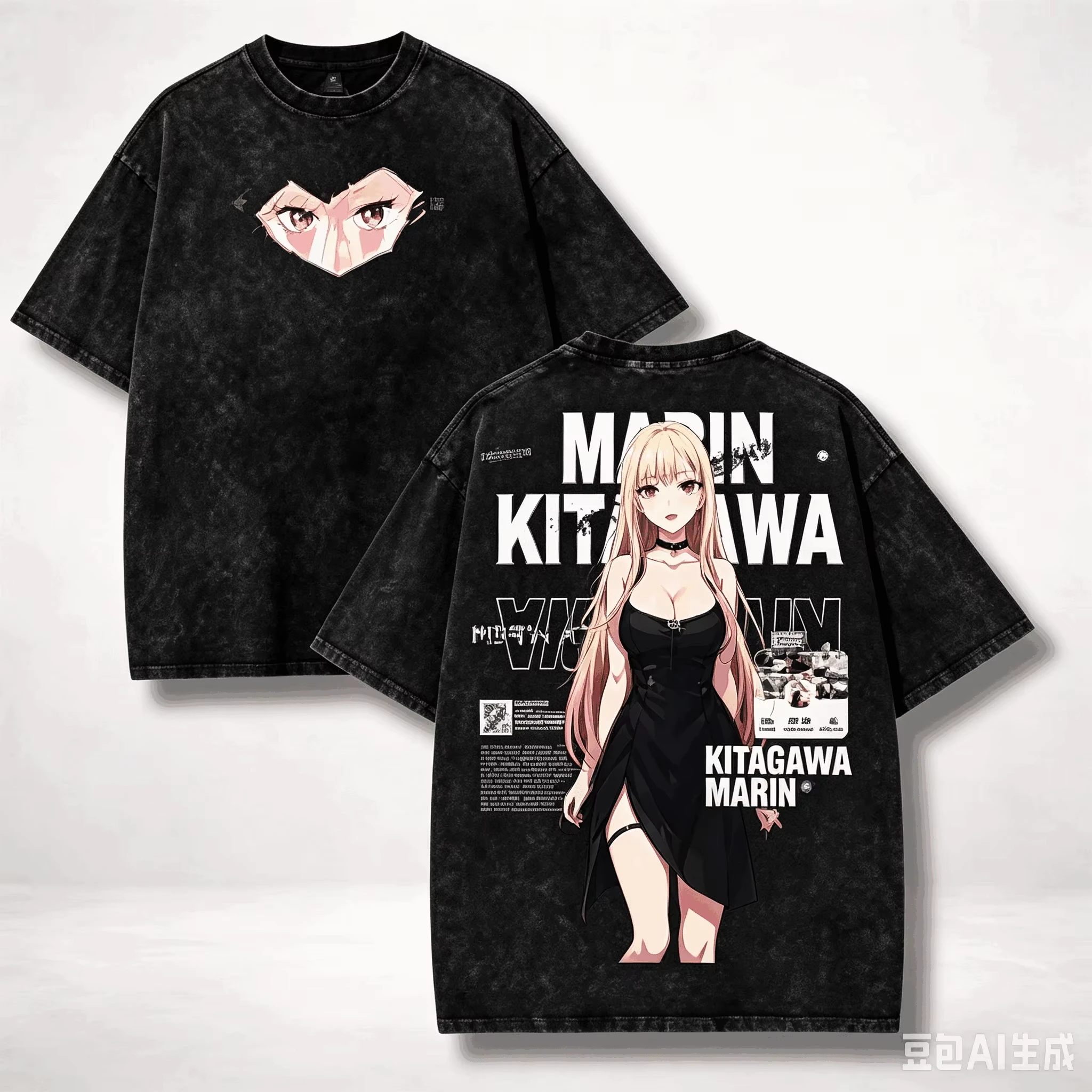 Heißer Verkauf Sommer Anime My Dress-Up Darling Manga Washed T-Shirts Y2K Herren Damen Harajuku Baumwolle Gothic Rundhals Oversized T-Shirts – Detail 4