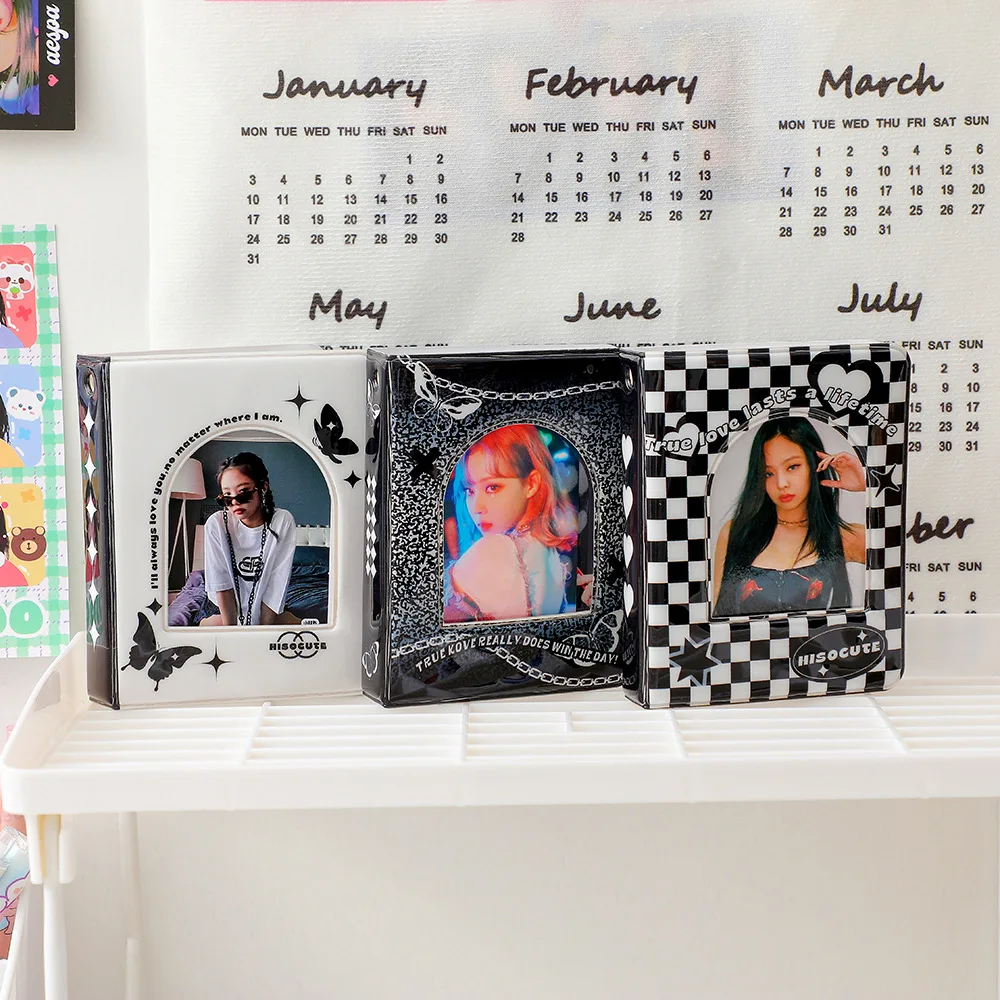 

Ins Checkerboard 3-inch Photo Album Star Chasing Girl Idol Small Card Collection Album Polaroid Photo Collection