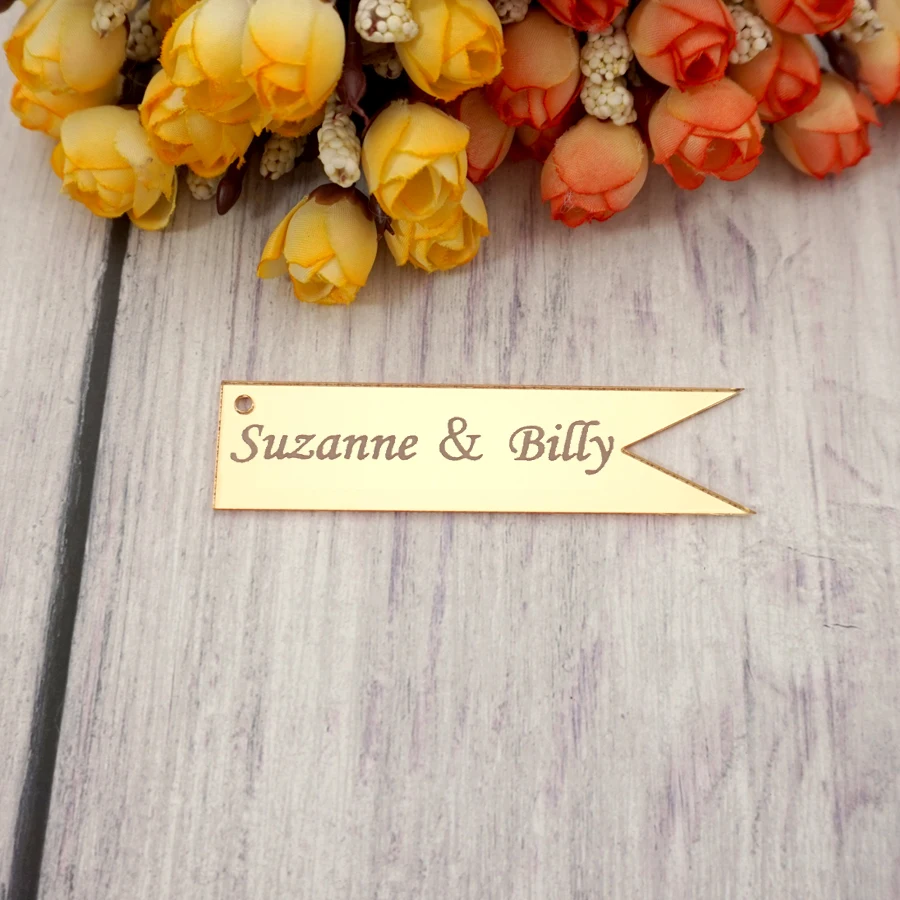 

20pcs Personalized Wedding Acrylic Tag Custom Bridal&Groom Name For Gift Decor Party Guests Place Cards Invitation Card