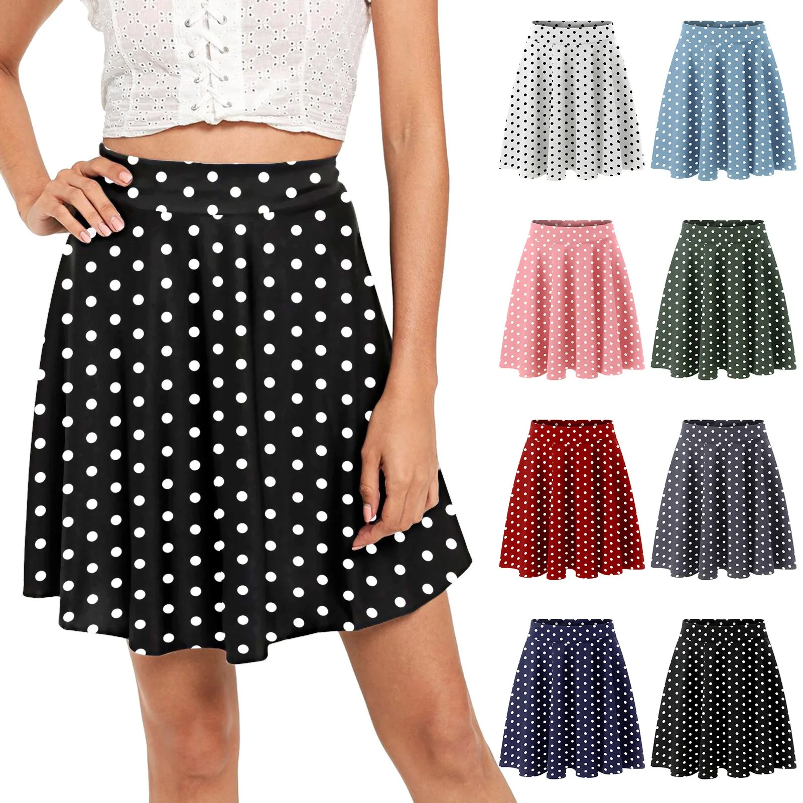 

Women Polka Dots Print Sports Dance Fitness Skirt Female Tennis Running Skort Skirt Active Athletic Yoga Fitness Skirts