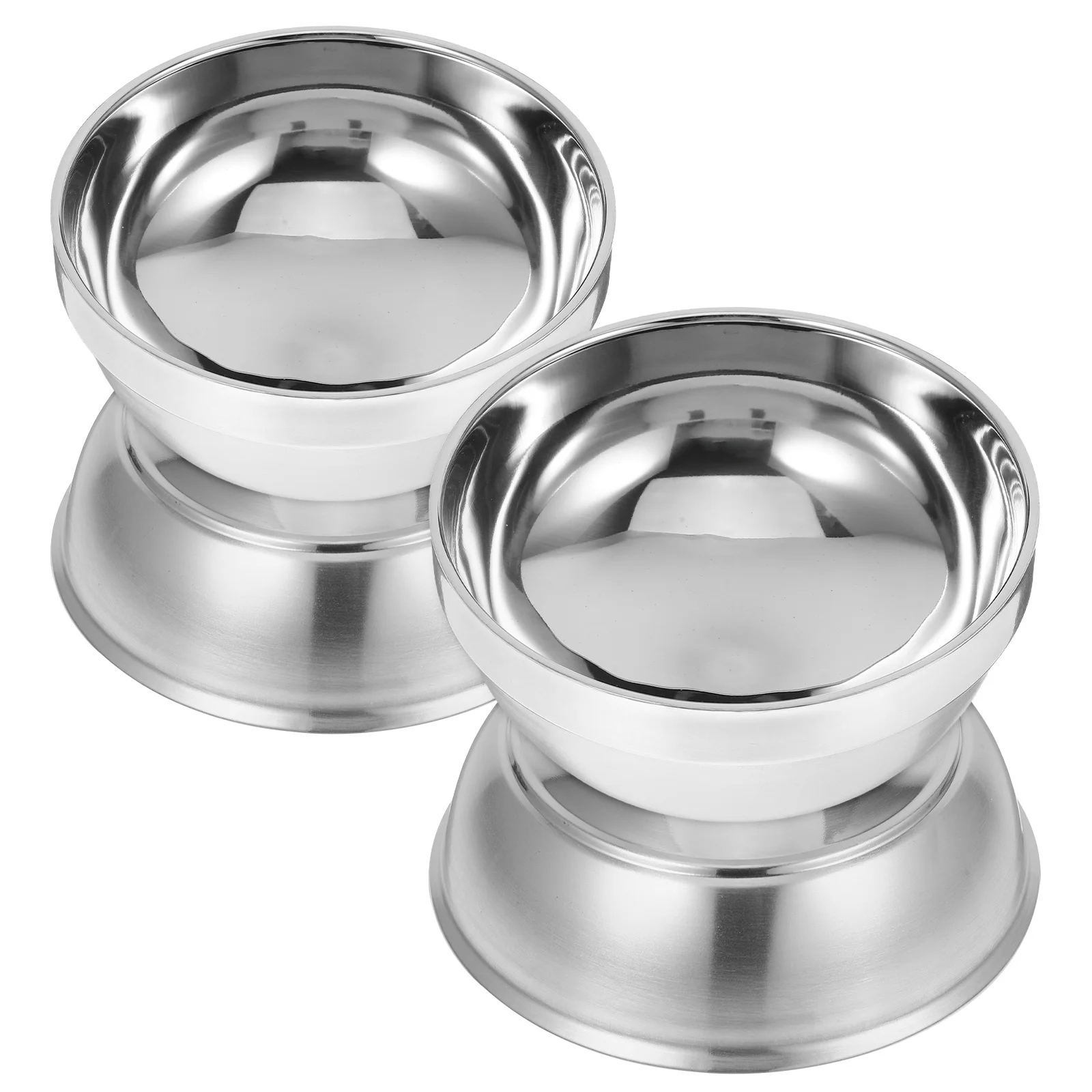 

4Pcs Vacuum Double Wall Platinum Stainless Steel Bowls Anti-Heat Family Soup Rice Bowls Safe Metal Dinnerware