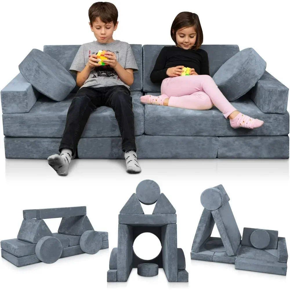 

Children's Sofas, LX15 14pcs Modular Kids Play Couch, Child Sectional Sofa, Fortplay Bedroom and Playroom Furniture for Toddlers